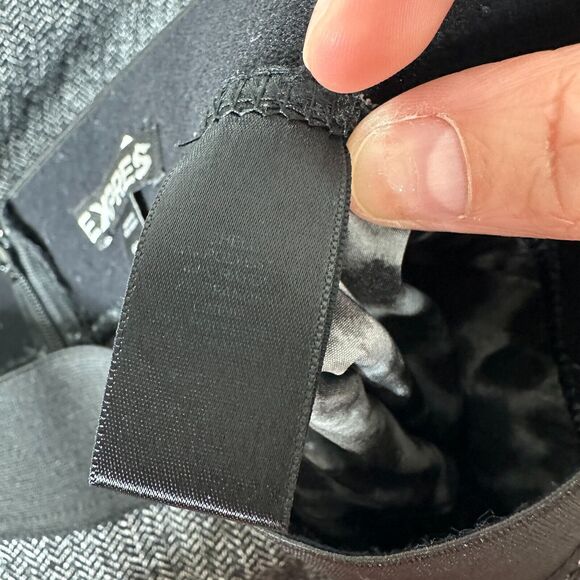 Express Black & White Houndstooth Back Zip and Slit Lined Pencil Skirt 00 - Picture 10 of 11